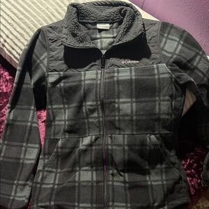 Columbia Charcoal Plaid Fleece Jacket